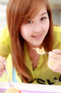 girl eating food